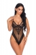 Hot Sexy Lingerie Lace Mesh See-Through One-Piece V-Neck Sashes Chemise Babydoll Nightwear Sleepwear