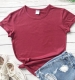 Women Tops O-Neck Short Sleeves T-Shirts Solid Color