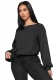 Women Solid Long Sleeve Top with Drawstring Pants Leisure Set