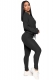 Women Solid Long Sleeve Top with Drawstring Pants Leisure Set