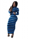 Women Striped Turtleneck Maxi Dress