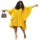 Long Sleeve Ruffles Solid Color Poncho Dress