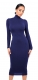 Pleated Turtle-neck Tight-fitting Bodycon Dress