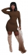 Long Sleeve  Solid Color Knitting Mini Dress