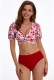 V-Neck Puff Sleeve Print Top with Solid Bottom Matching Swimsuit