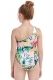 One-Shoulder Print Hollow Out Swimsuit with Bow Tie