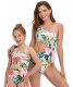 One-Shoulder Print Hollow Out Swimsuit with Bow Tie