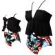 Hollowed Strappy Ruched  Parent-Child Swimwear