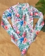 Long Sleeve Front Zipper Printed One-piece Swimsuit