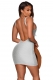 Women Casual Solid Wide O-Neck Backless Bodycon Backless Tank Dress Mini Dress  