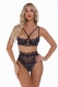 Women's Sexy Net Floral Lace Cup Halter Babydoll Bra and Panty Lingerie Set