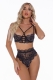 Women's Sexy Net Floral Lace Cup Halter Babydoll Bra and Panty Lingerie Set