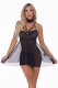 Women's Net Lace Halter Babydoll Dress with G-String Panty for Honeymoon Nightwear Lingerie