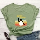 Penguin Shirts Women Funny Animal Graphic Print Tshirts Summer Causal Short Sleeve V-Neck Tee Tops