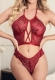Women's Sexy Net Lace Cup Halter Neck Babydoll Bra and Panty Lingerie Set