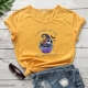  Women's Cute Cubcake Print Tee Round Neck Short Sleeve T Shirt Tops