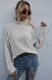 Womens Off  Shoulder Sweater Rib Knit Long Sleeve Distressed Pullover Sweater