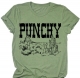  Women's Solid Punchy Letter Graphic Print Tee Round Neck Short Sleeve T Shirt 