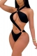 Women's Halter Neck Hollow Out Bikini Fitness One Piece Sexy Swimsuit High Cut Bathing Suit