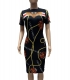 Bodycon Dresses for Women - Stretchy African Floral Patterns Pencil Midi Dresses