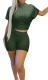 Women's Half Sleeve Round Neck Sport Solid Casual 2-Pieces Shorts Bodycon