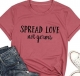  Women's Spread Love Graphic Print Tee Round Neck Short Sleeve T Shirt 