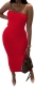 Women's Basic Tube Top Sleeveless Sexy Bodycon Strapless Midi Club Party Dress