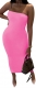 Women's Basic Tube Top Sleeveless Sexy Bodycon Strapless Midi Club Party Dress