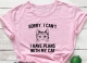  Women's Cute Cat Graphic Print Tee Round Neck Short Sleeve T Shirt 