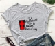  Women's Coffe Cup Graphic Print Tee Round Neck Short Sleeve T Shirt 