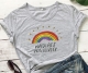  Women's Radiate Rainbow Graphic Print Tee Round Neck Short Sleeve T Shirt 