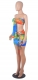 Women Nightclub Colorful Sexy Strappy Bandage Skirt Set