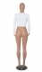 Women Knitted Long Sleeve Sexy Cut-Out Halterneck Crop Top
