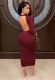 O-neck Solid Color Sexy Backless Long Bodycon Dress