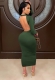 O-neck Solid Color Sexy Backless Long Bodycon Dress