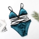 Women Strappy Velvet Bikini Set 2 Pieces Sphagetti Strap Swimsuit