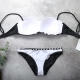 Sexy Black and White Geometric Print Top High Waist Bottom Bikini Set