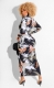 Ink-splatter Print Long-Sleeve Dress with Zipper