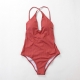 Women Solid Color One-piece Triangle Back Criss-Cross Straps Swimsuit