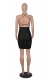 Strappy Sexy Women's Halter Neck Hollow Solid Color Ruched Bandage Dress