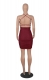 Strappy Sexy Women's Halter Neck Hollow Solid Color Ruched Bandage Dress