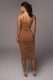 Women's Fashion Bright Thread Ruched Long Slip Dress