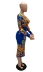 Long Sleeve V-neck Slim Waist Colorful Printed Bodycon Dress