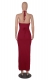 Solid Color Cross Halter Hollow Out Dress Sexy Tight-fitting Long Dress