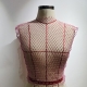 O-neck Fishnet Hollow Vest Mesh Rhinestone Cover-up Top