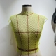 O-neck Fishnet Hollow Vest Mesh Rhinestone Cover-up Top