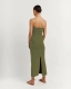 Women Solid Color Cross Off Shoulder Knitted Strapless Long Dress