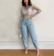 Women's Sexy Mesh Beaded Sequins Long Sleeve Top T-shirt