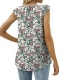Women Tank Top Sleeveless Chiffon Shirt Ruffle Collar Pleated Elegant Top