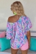Women's Flower Painted T-shirt Loose V-neck Short Sleeve Top